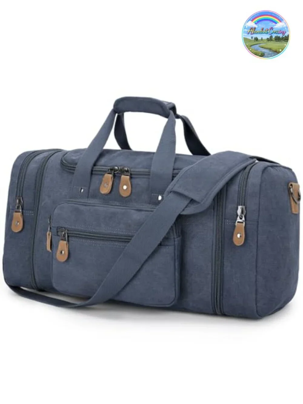Canvas Expandable 50L Duffle Bag, Carry-On Travel Weekender, Multi-Pocket,